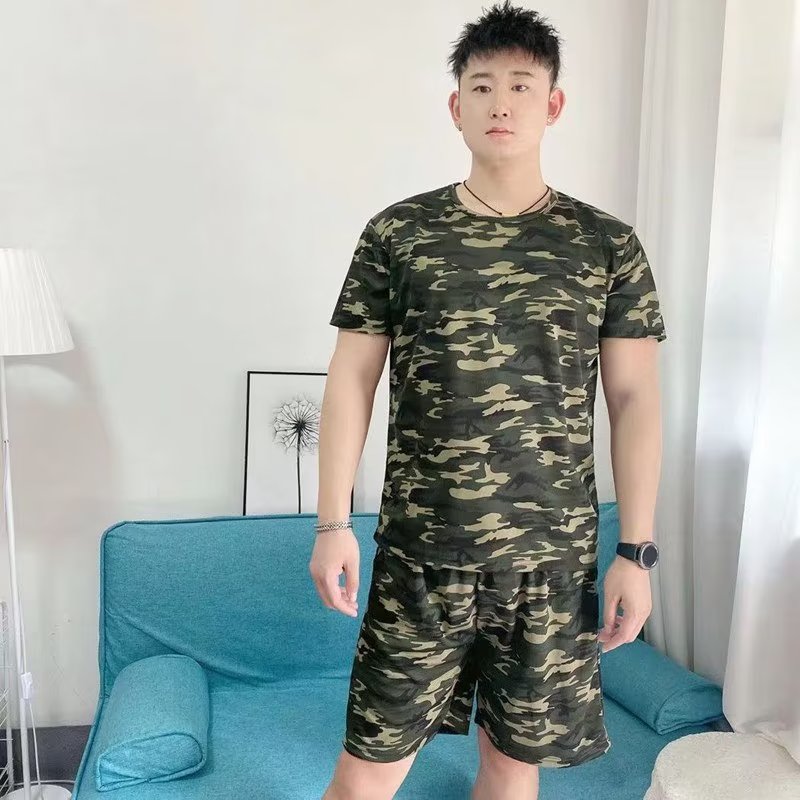 夏季薄款军旅户外全迷彩短袖短裤学生班服军训服团体运动服套装男