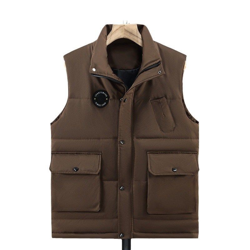 新款休闲运动立领无袖加厚棉马甲外套加肥加大码多口袋拉链马甲男,男装,常规马甲,淘宝优惠券,粉丝福利购,淘宝优惠卷