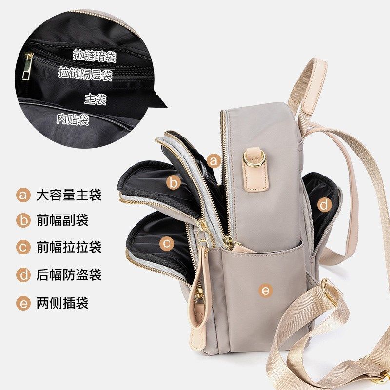 双肩包女2024新款时尚多层轻便通勤牛津布小背包女士旅游休闲小包