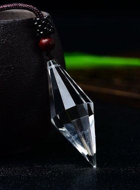 天然白水晶原石双尖12面灵摆吊坠优质透体男女款饰物节Z日礼物包