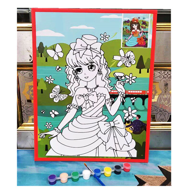 大号30X40CM儿童彩底画板涂鸦画水彩画颜料画涂鸦彩绘画地摊热卖