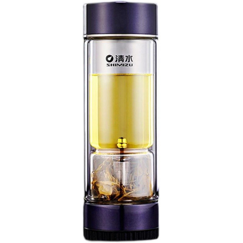 清水茶水分离茶杯过滤透明水杯子男士商务车载双层玻璃杯带盖拎环,餐饮具,玻璃杯,淘宝优惠券,粉丝福利购,淘宝优惠卷