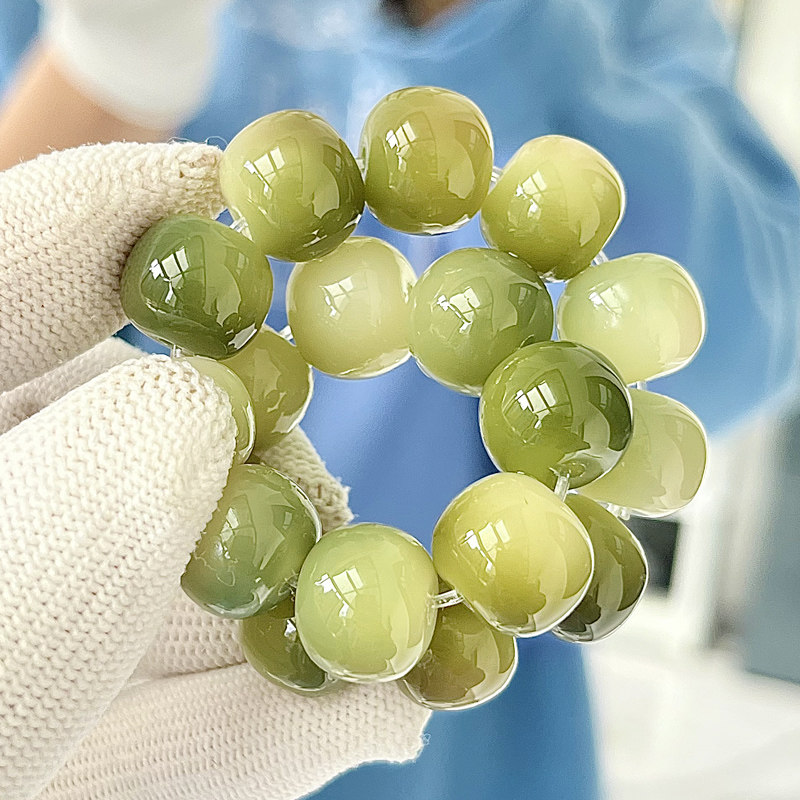现货六年玉化老料白玉菩提根手串女文玩绕指柔菩提子佛.珠男盘玩