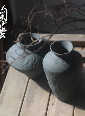 复古禅意花瓶陶瓷艺术高级感侘寂风日式粗陶客厅S插花民宿小众摆