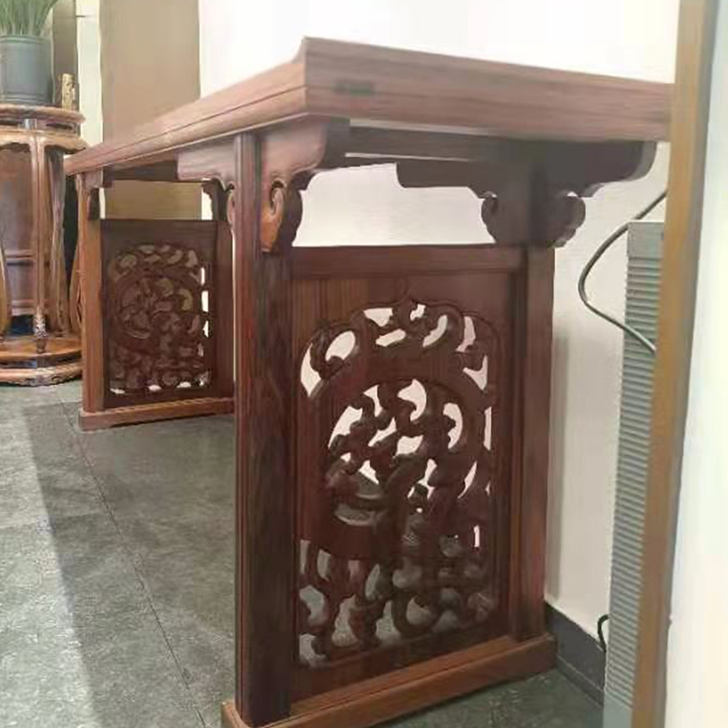 明式云头纹翘头案图纸红木条案木工制作图纸明清P古典家俱cad图纸