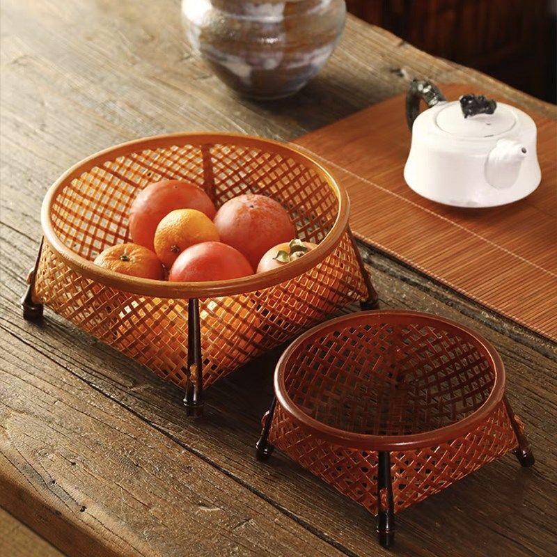 中式手工可水洗竹编果盘客厅家用茶具收纳筐镂空零水果篮茶点盘,餐饮具,茶道/零配,淘宝优惠券,粉丝福利购,淘宝优惠卷