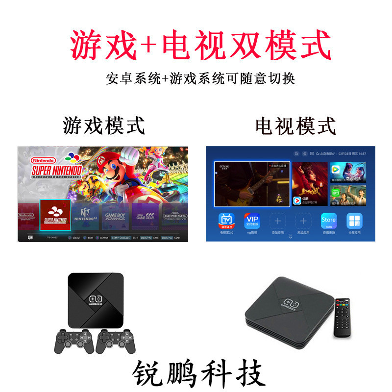 速发新款GAMEBOX电视游戏机安卓双系统G5魔盒24G无线手把格斗街机