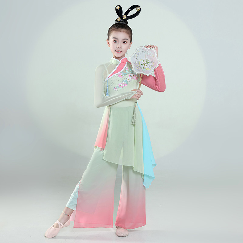 淡妆浓抹总相宜舞蹈服儿童古典舞演出服女子团群舞中国舞扇子舞服