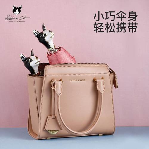 赫本猫五折大号缎面布防晒遮阳伞女士手动折叠伞晴雨两用伞口袋伞