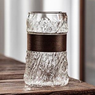 浮雕玻璃水杯套装家庭用待客厅耐高温茶具高颜值喝咖啡啤酒带架子