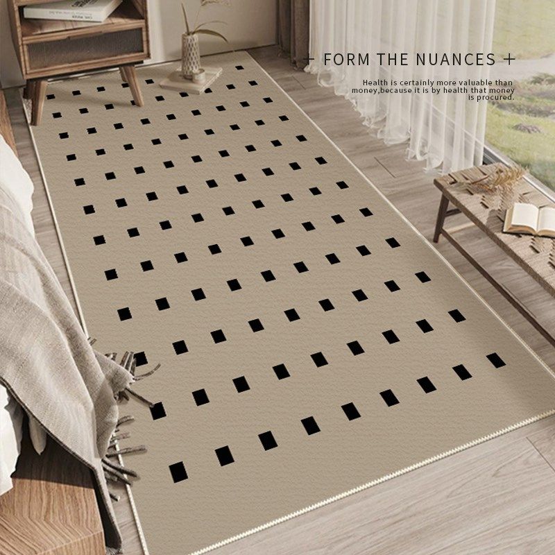 新款地毯卧室2023新款现代简约床边房间黑白格高级感奶油风法式加,居家布艺,床边毯,淘宝优惠券,粉丝福利购,淘宝优惠卷