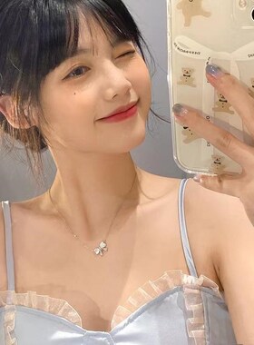 s925银猫眼石蝴蝶结项链女轻奢小众J设计感锁骨链生日礼物