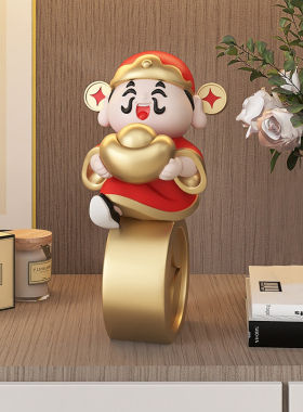 招财财神爷家用酒柜装饰品摆件电视柜玄关门店工艺礼品摆饰乔迁开