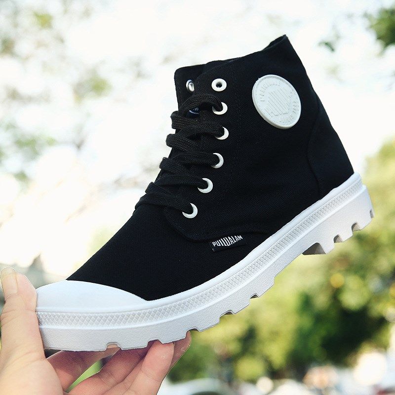 黑色大码高帮帆布鞋男鞋春季新款透气休闲马丁靴情侣款运动学生鞋,流行男鞋,帆布鞋,淘宝优惠券,粉丝福利购,淘宝优惠卷