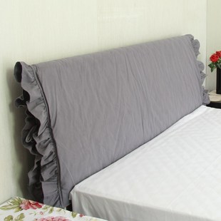 荷叶边床头罩全棉布艺灰色床头套防尘罩软包欧式实木弧形简约现代