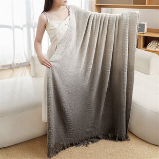 毛毯渐变灰色简约沙发盖毯搭毯休闲毯空调毯子午睡披肩民宿床尾毯