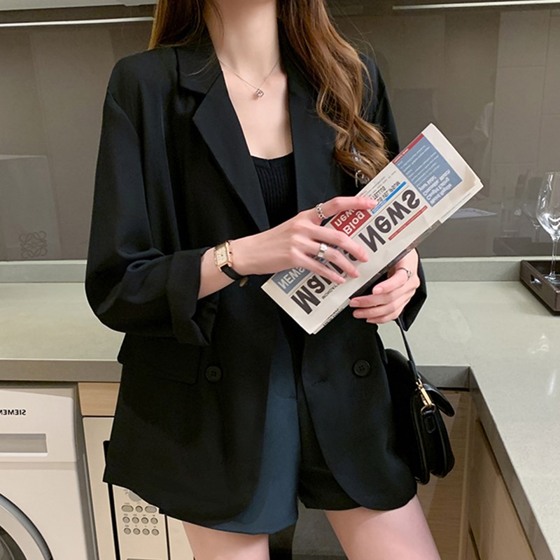 春秋薄款长袖西装外套女宽松休闲高级感职场抗皱免烫西服上衣夏季
