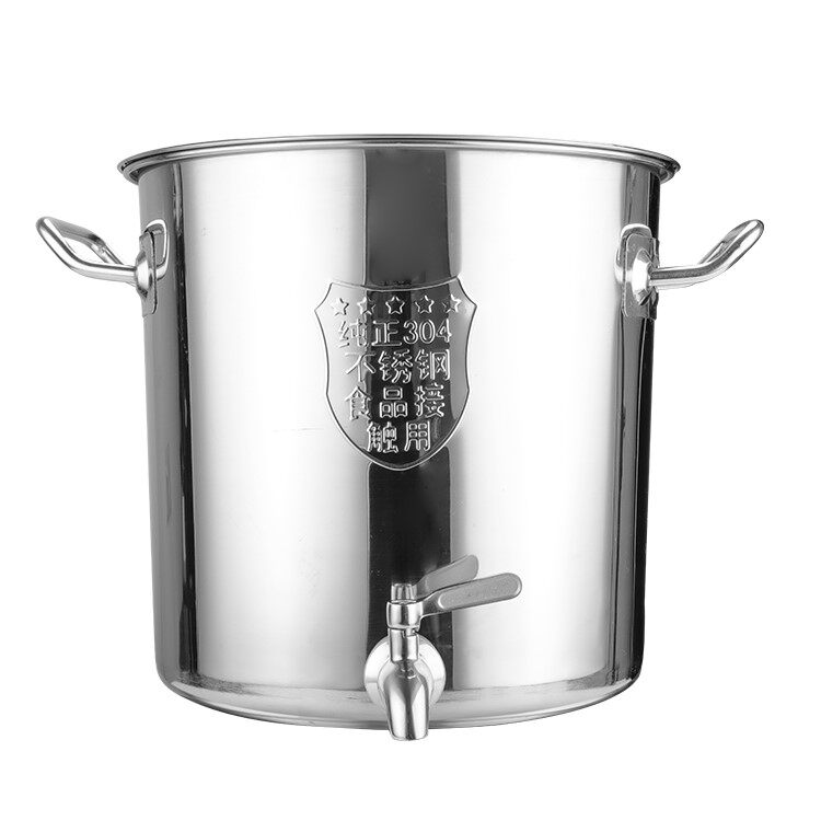新款304不锈钢桶圆桶带盖子加厚油桶炖锅卤水桶开水汤锅商用高锅