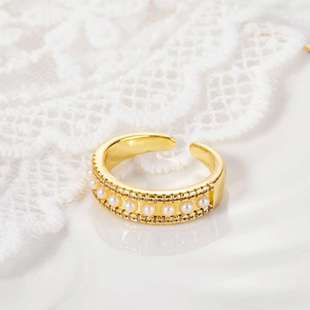 pearl ring gold fashion personality electroplating 速发Real