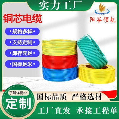 阳谷电缆软bv电线铜芯室内10平方屏蔽电源护套线绝缘阻燃电缆电线
