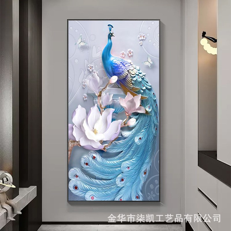 【折扣价】现代轻奢孔雀玄关电表箱装饰画大尺寸配电箱遮挡别墅高
