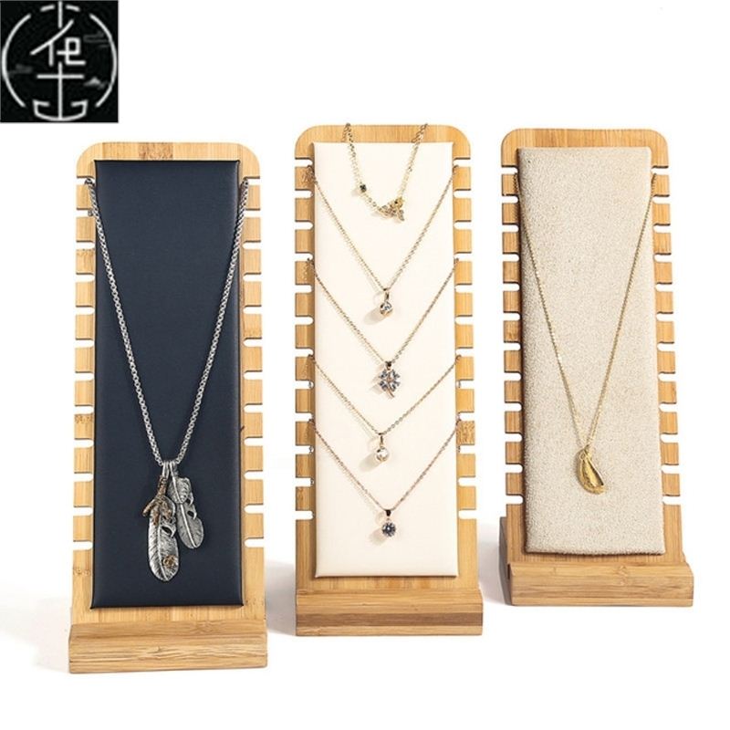 网红Bamboo Jewelry Display Stand Necklace Display Stand Wood