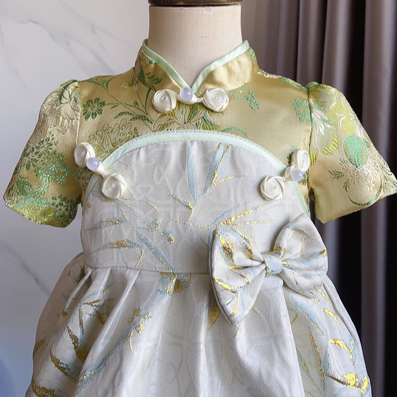 周岁礼服女宝宝夏秋款中国风一岁抓周满月百日宴礼服婴儿包p唐装