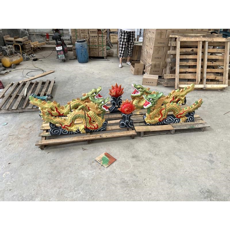 古建跑陶瓷瓦双龙珠龙龙戏仿古兽青瓦脊琉璃瓦配件屋顶二龙戏珠龙