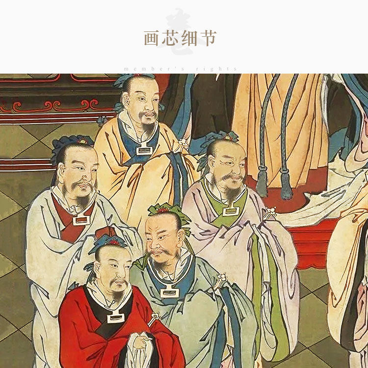 孔子弟子人物g画像  孔门十哲图 儒家复古书房装饰画 绢布卷轴挂
