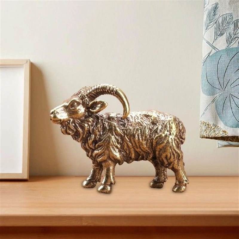 Brass Goat Sculpture Home Decor Luck Simulation Small Art