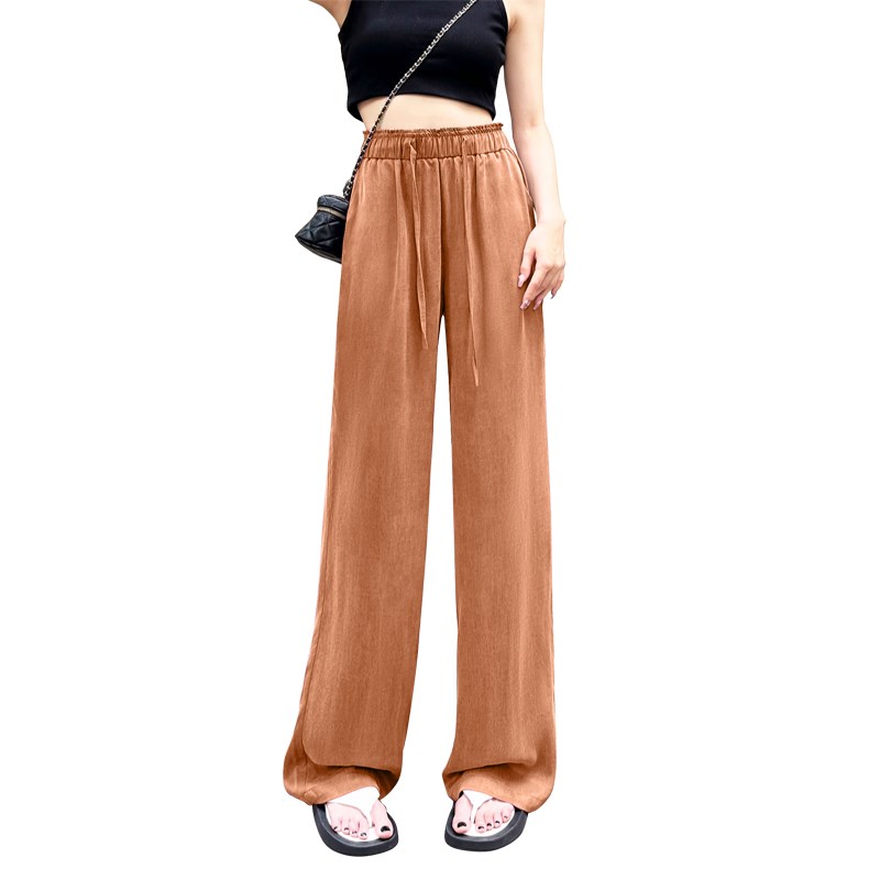 铜氨丝阔腿裤女裤子2024新款休闲裤夏季薄款凉凉裤高腰宽松直筒裤