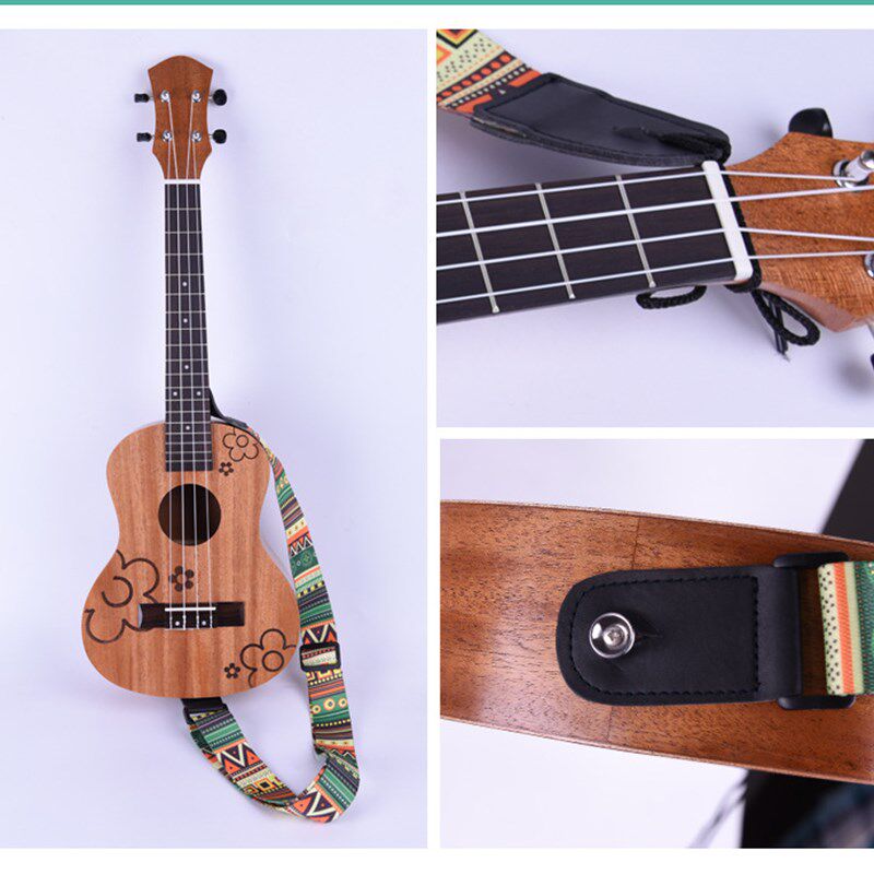 皮头尤克里里卡通背带小吉他乐器ukulele斜跨背带V乌克丽丽背琴带