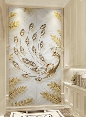 European 3D three disional relief Lily wallpaper corridor po