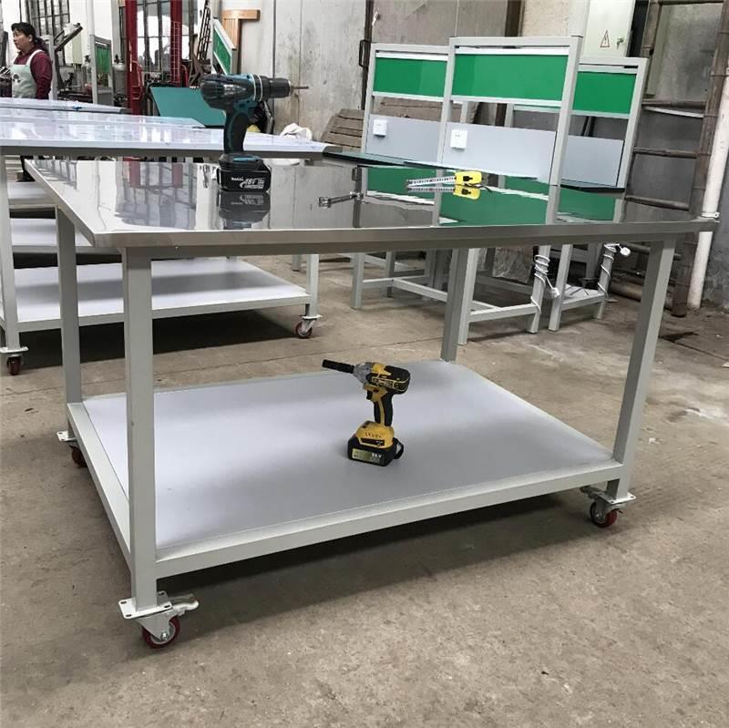 重型台锈钢移动焊接不工作台带木轮操作车间双层推车全钢实jh-11