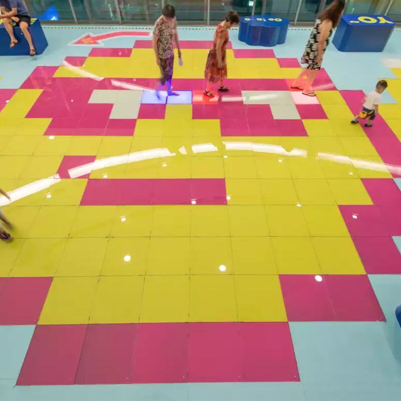 地面互动b装置重力人体感应地板灯脚踩发声七彩发光不锈钢地埋灯