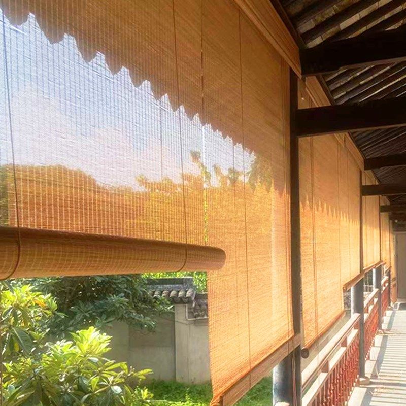 户外防水防霉定制竹帘卷帘门帘隔断阳台阳光房夏季遮光茶室竹窗帘