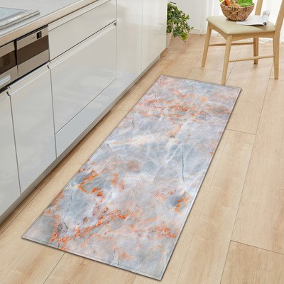 Black White Marble Printed Entrance Doormat Long Floor Mats-封面