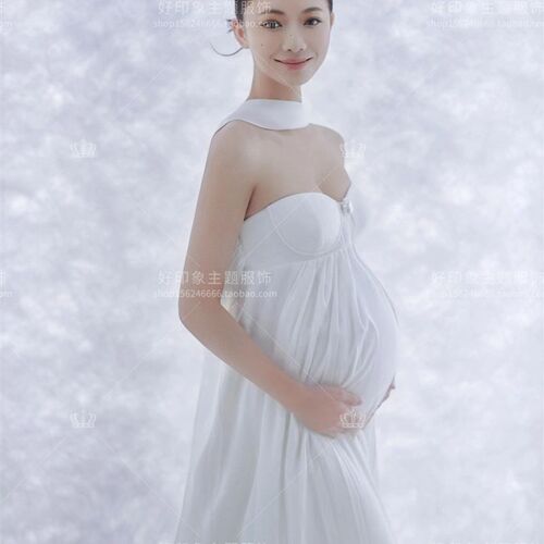影楼新款孕妇拍照服装大肚孕妈奢华白色高定礼服写真主题摄影衣服