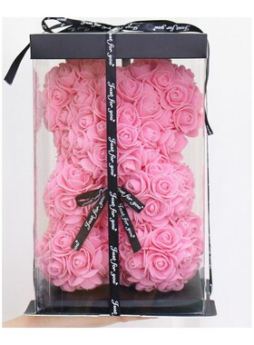 DIY 25 cm teddy rose bear with box artificial PE flower bear