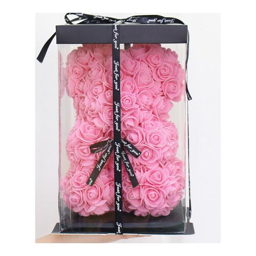 DIY 25 cm teddy rose bear with box artificial PE flower bear