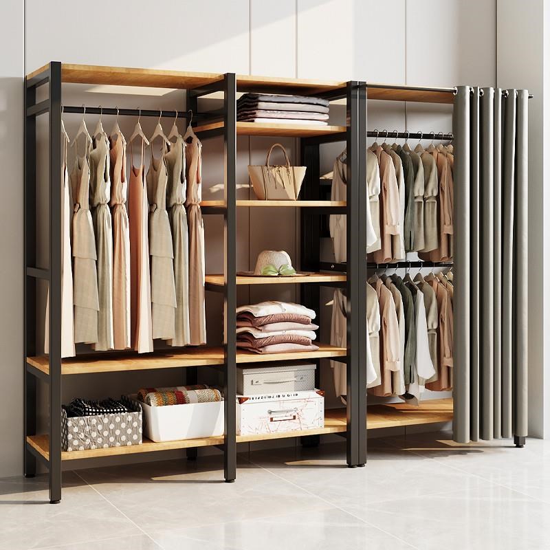 衣帽架简易衣柜家用开放式卧室落地挂衣架自制金属衣帽间架子组装