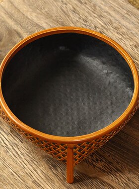 手工竹编炭筐 茶室木炭收纳篮炭篓碳炉配件装炭桶复古工装