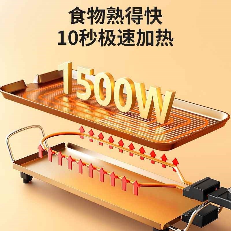 电烧烤炉家用无烟烤肉机电烤盘涮烤多功能室内火锅一体锅烤鱼3367