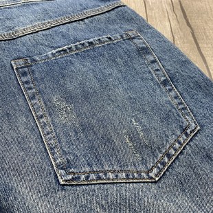 宽松直筒日系休闲潮流老爹哈伦裤 男士 水洗蓝色九分牛仔裤 2021新款