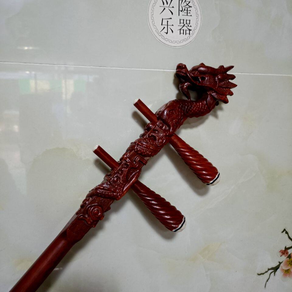龙头花梨木二胡杆四n胡杆乐器配件低音四胡杆龙头四胡扁杆配轴