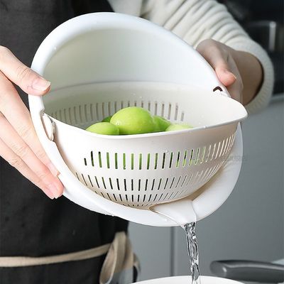 Kitchen Double Layers Drain Basket Bowl Washing Strainer Noo