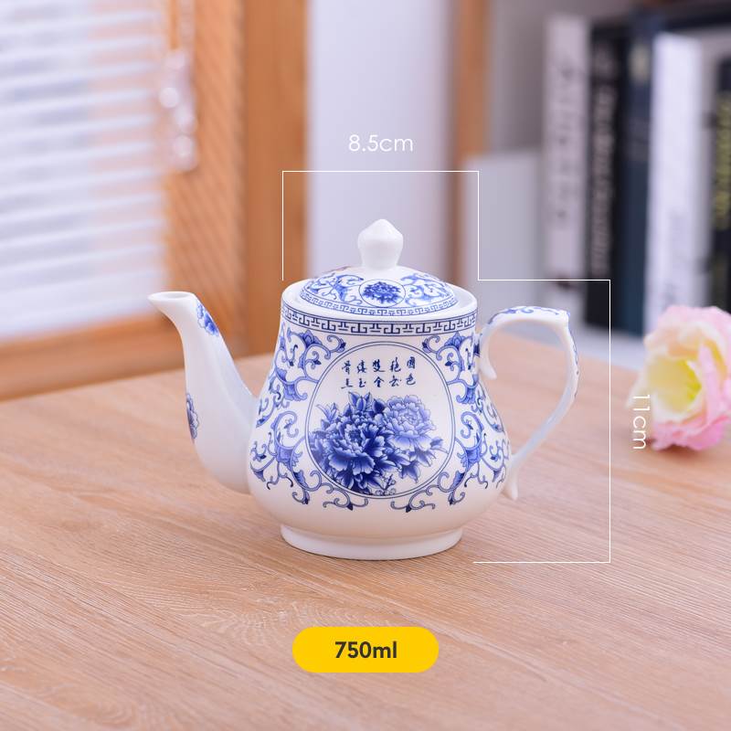小众高货青花陶瓷茶壶家用耐高温凉水壶过滤大容量泡茶壶酒店饭店