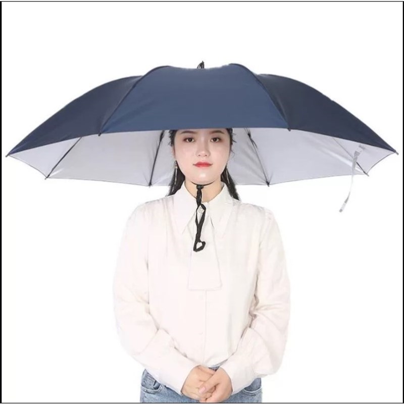 热销头戴式雨伞帽带头顶上的垂钓钓鱼式遮阳防晒防雨头盔斗笠伞帽