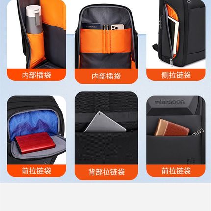 商务笔记本电脑包男士通勤风双肩D包潮男旅行出差防水防盗背包
