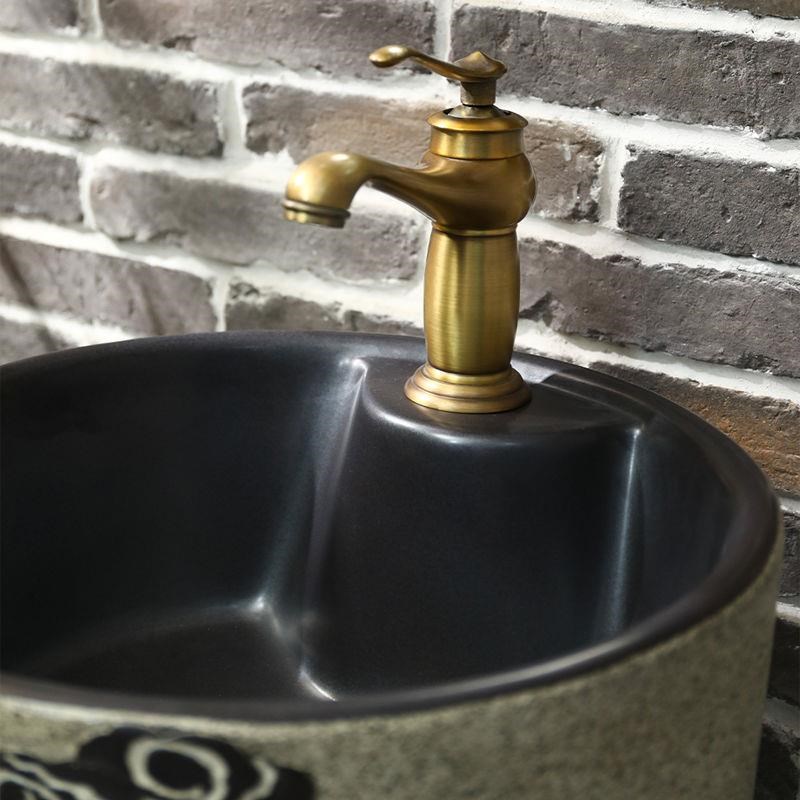 景德镇陶瓷立柱盆薄边户外卫生间小户型洗脸盆一体式落地式洗手盆